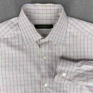 Ermenegildo Zegna Dress Shirt Mens M Plaid Bright Colorful Long Sleeve Button Up
